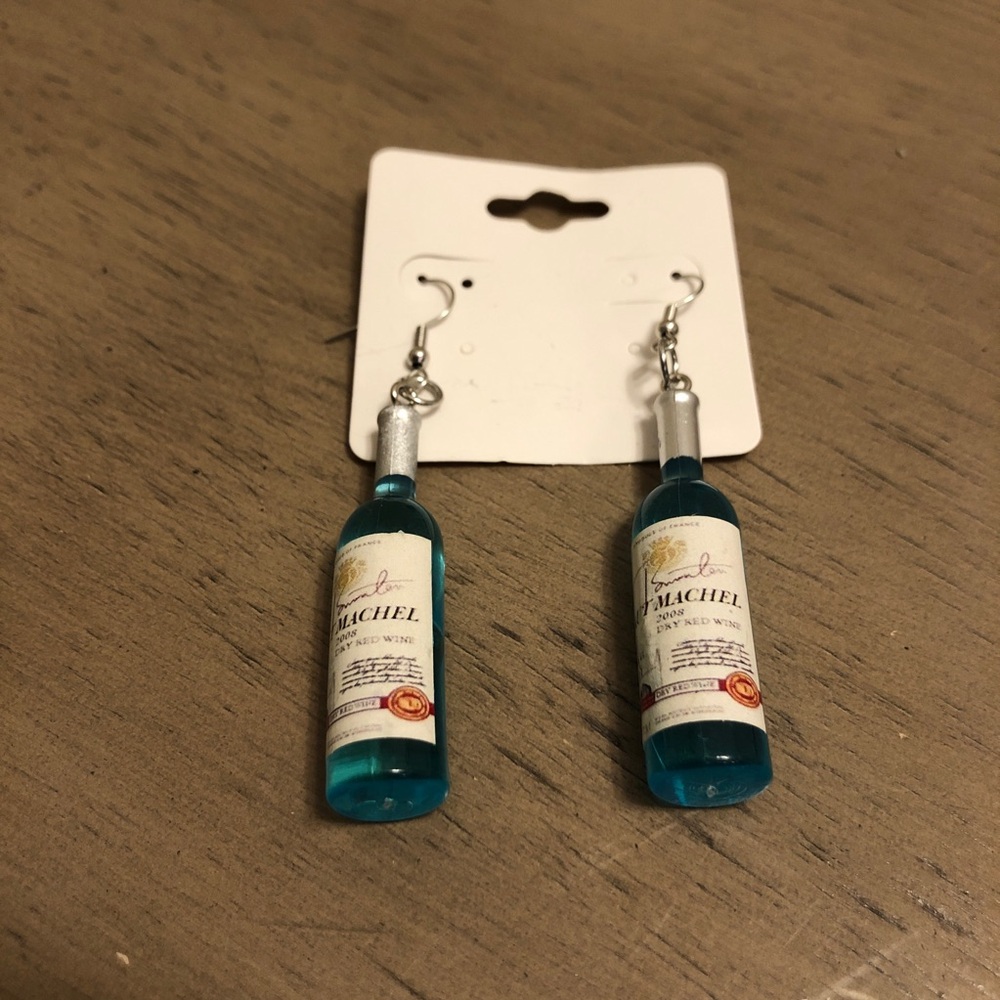 Blue Wine Bottle Party Earrings Fashion Jewelry